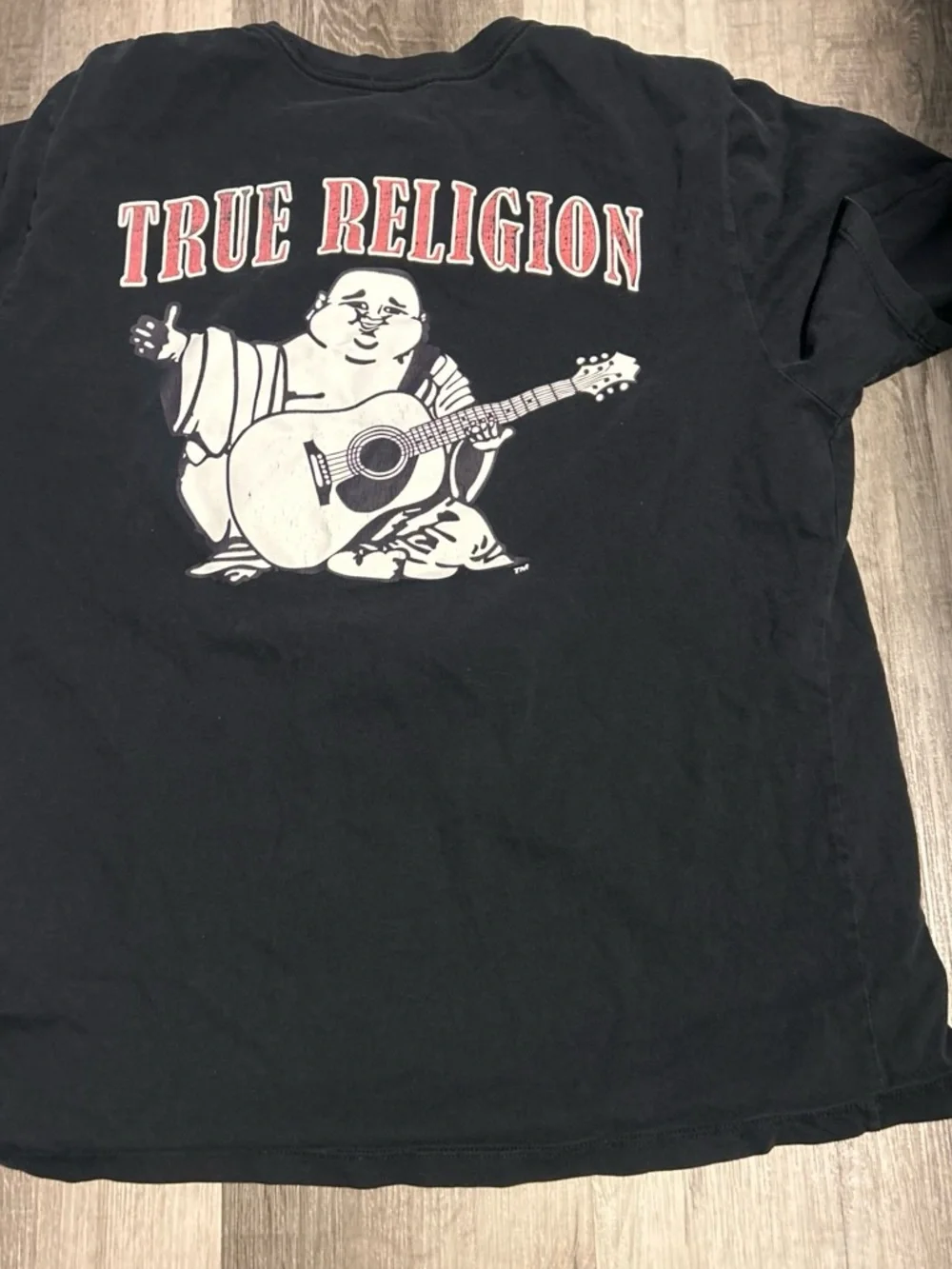 True Religion Red Short-Sleeve Crew Tee with Black Horseshoe Logo